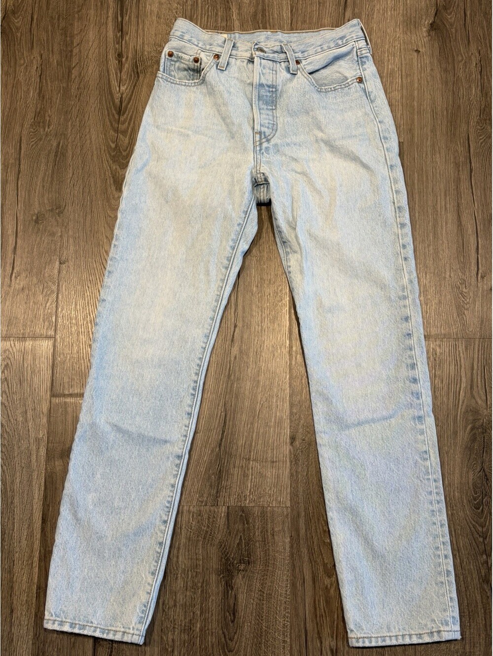 Levis Premium 501 Original Fit Jeans Womens W25 L32 Light Wash Ojai Luxor Last